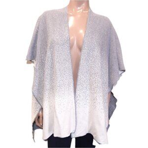 Cocogio Ombre Poncho Cape Womens One Size Gray Cream Cotton Wrap Shawl Italy